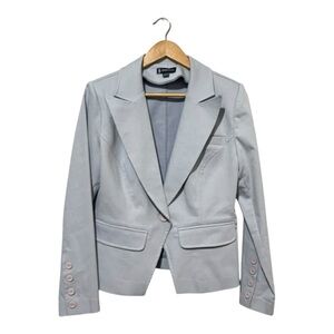 Barelli Blazer Size 10 Blue Single Breasted Soft Shell Stretch One Button Office